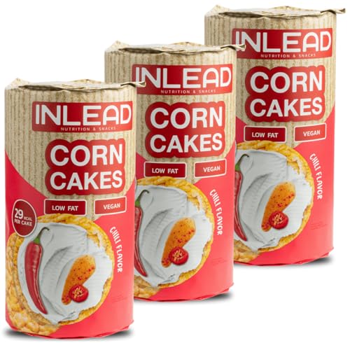 INLEAD - Corn Cakes | Leichte & Knusprige Maiswaffeln für Bewussten Genuss | Kalorienarm, Fettarm & Ideal als gesunde Alternative zu Chips (3x 120g, Chili Flavor) von Inlead