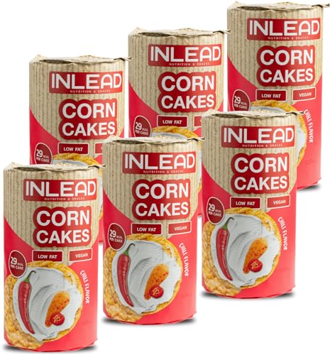INLEAD - Corn Cakes | Leichte & Knusprige Maiswaffeln für Bewussten Genuss | Kalorienarm, Fettarm & Ideal als gesunde Alternative zu Chips (6x 120g, Chili Flavor) von Inlead