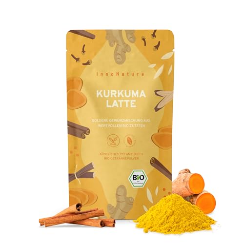 InnoNature Bio Kurkuma Latte I Pulver mit Zimt, Ingwer und Kardamom I 175g, nur natürliche Zutaten I Vegan ohne Zusatzstoffe InnoNature Bio Kurkuma Latte I Pulver mit Zimt, Ingwer und Kardamom I 175g, nur natürliche Zutaten I Vegan ohne Zusatzstoffe von InnoNature