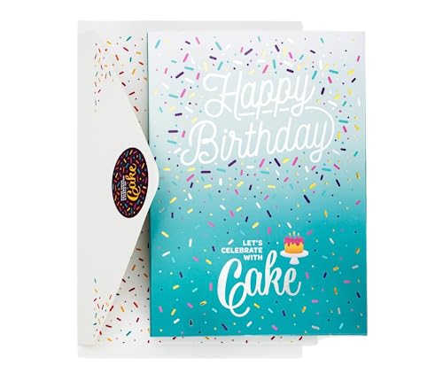 InstaCake Cards Geburtstagskarte mit Aufschrift "Happy Birthday Let's Celebrate with Cake Teal", inklusive Tasse und Kuchenmischung (Vanille-Konfetti), Blaugrün von InstaCake Cards
