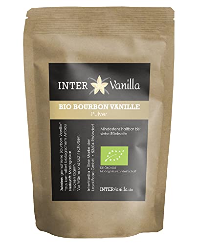 InterVanilla BIO Bourbon Vanillepulver 100g, Bourbonvanille Pulver gemahlen. Vanilla Powder aus Madagaskar. Gemahlene Vanille ohne Zusätze… von InterVanilla