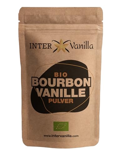 InterVanilla BIO Bourbon Vanillepulver, 10g Bourbon Vanille Pulver gemahlen. Vanilla Powder aus Madagaskar. Gemahlene Vanille ohne Zusätze von InterVanilla