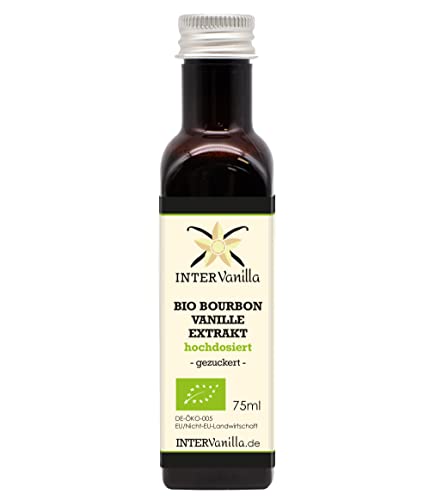 InterVanilla Bio Bourbon Vanilleextrakt hochdosiert. 75 ml. Vanille Extrakt flüssig OHNE Alkohol, auf Zucker Basis, vanilla extract for baking InterVanilla Bio Bourbon Vanilleextrakt hochdosiert. 75 ml. Vanille Extrakt flüssig OHNE Alkohol, auf Zucker Basis, vanilla extract for baking von InterVanilla