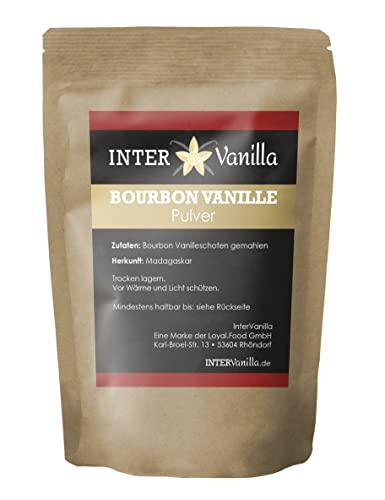 InterVanilla Bourbon Vanillepulver 100g, Vanille gemahlen aus echter Bourbonvanille. Vanilla Powder aus Madagaskar ohne Zusätze von InterVanilla