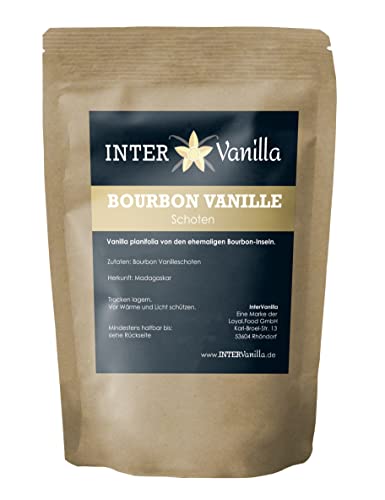 InterVanilla Bourbon Vanilleschoten 10 Stück, 12-13 cm Vanille Schoten in Premium Qualität aus Madagaskar zum Backen, Kochen und Süßspeisen. Vanilla Pods von InterVanilla