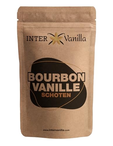 InterVanilla Bourbon Vanilleschoten 10 Stück, 12-13 cm Vanille Schoten in Premium Qualität aus Madagaskar zum Backen, Kochen und Süßspeisen. Vanilla Pods von InterVanilla