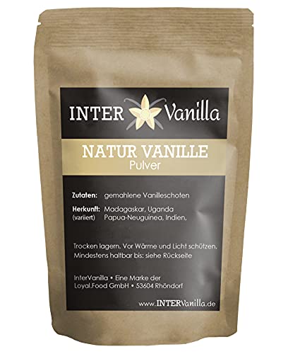 InterVanilla Natur Vanille gemahlen VANILLEPULVER, 100g aus 100% echten Premium Vanilleschoten. Vanilla bean powder. Vanillepulver ohne Zusätze, ohne Zucker von InterVanilla