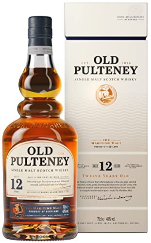 Old Pulteney Highlands Single Malt Whisky 12 Years – Der maritime, von Meeresluft geprägte Whisky aus Schottland in der Geschenkverpackung mit 40% vol. Alkohol (1 x 0,7l) von PULTENEY