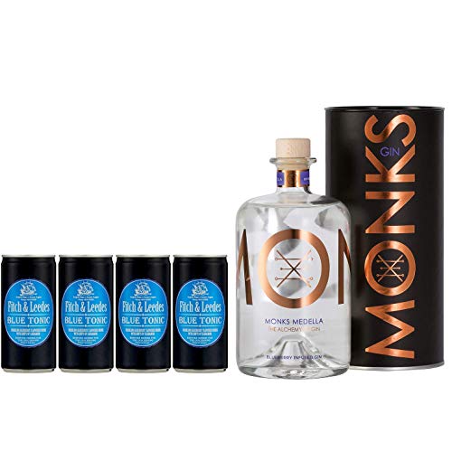 Monks -Medella- Gin aus Südafrika/Pflanzen vom Kap/fruchtige Aromen/Blaubeere/Wachholder/Fynbos / 0,7 L Flasche 43% Vol / (Einweg Dosen Preis incl. 1,00 € / 4 x 0,25€ DPG Einwegpfand) (Tonic Bundle) von Inverroche