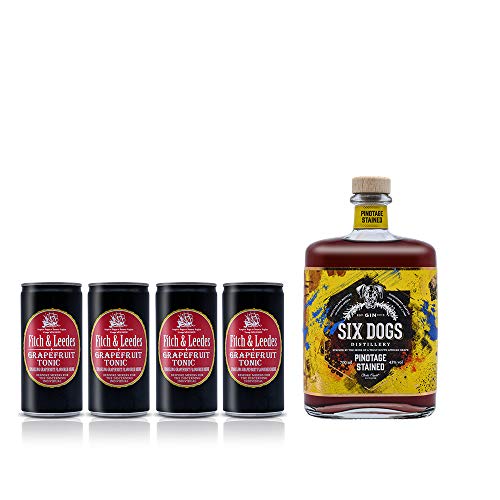 Six Dogs - Pinotage stained - Gin aus Südafrika/Limited Edition -Vintage 2020 / mit Pinotage Trauben / 0,7 L / 43% Vol / (Einweg Dosen Preis incl. 1,00 € / 4 x 0,25€ DPG Einwegpfand) (Tonic Bundle 3) von Inverroche