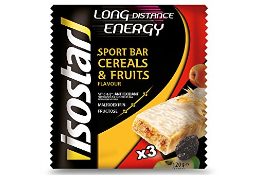 Isostar Energieriegel, lange Distanz, 3 x 40 g, Geschmack von Keralen und Früchten von Isostar