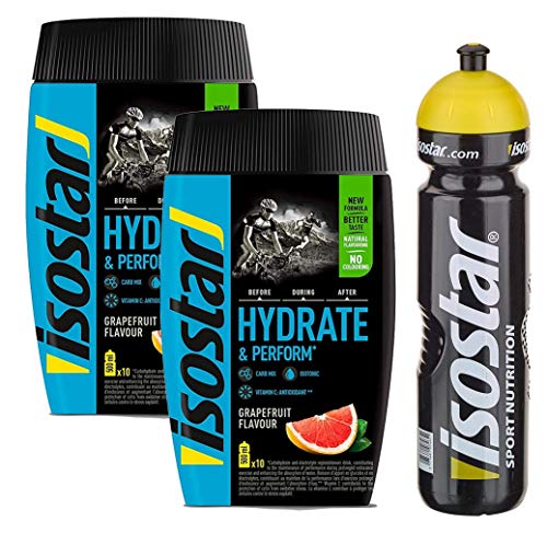 Isostar Hydrate & Perform - Grapefruit - 2x400g Pulver | 2er Angebotspack + Original 1000ml-Trinkflasche von ISOSTAD