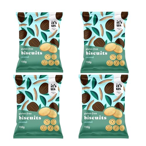 It`s us Zarte Kekse mit Kokos 4x150 g vegan - laktosefrei - glutenfrei -Sojafrei Süßigkeit für nahrhaft abwechslungsreiche Lunchbox von It´s us