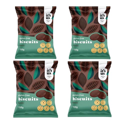 It`s us Zarte Kakaokekse 4x150 g vegan - laktosefrei - glutenfrei -Sojafrei Süßigkeit für nahrhaft abwechslungsreiche Lunchbox von It´s us