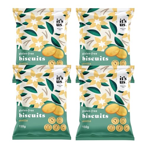 It`s us Zarte Vanillekekse 4x150 g vegan - laktosefrei - glutenfrei -Sojafrei Süßigkeit für nahrhaft abwechslungsreiche Lunchbox von It´s us