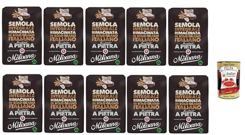 10 x Molisana Semola rimacinata di Grano Duro Integrale Durum Vollkorn Weizengieß 1 kg Grieß für Pizza + Italian Gourmet Polpa 400g von Italian Gourmet E.R.