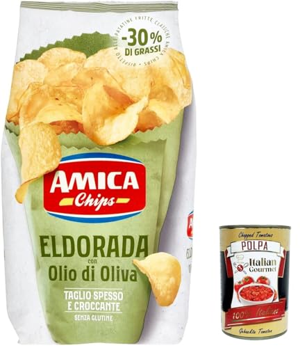 10x Amica Chips Eldorada Chips mit Olivenöl Kartoffelchips gesalzen 130g Kartoffel + Itlaian Gourmet polpa 400g von Italian Gourmet E.R.