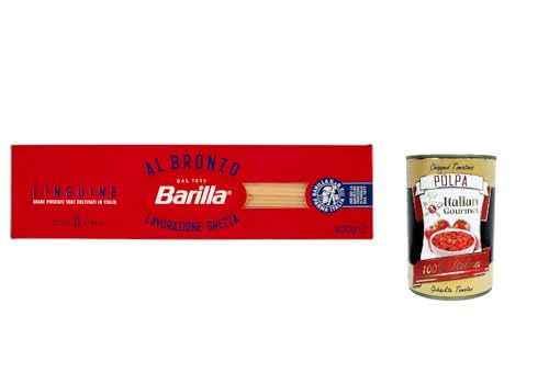 10x Barilla Linguine al Bronzo Bronze Gezogene Pasta 400g Rohe Verarbeitungsmethode + Italian Gourmet polpa 400g von Italian Gourmet E.R.