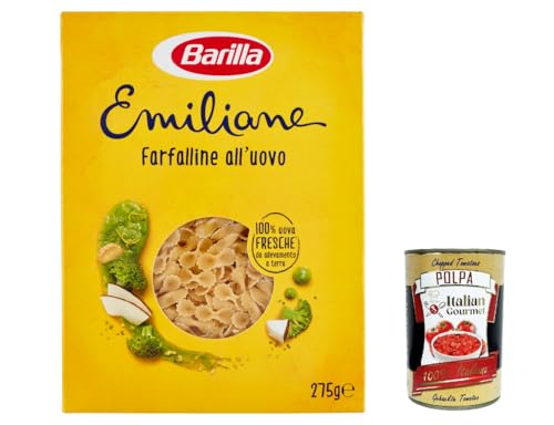 10x Barilla Pasta all' Uovo Le Emiliane Farfalline, Eiernudeln, Pasta mit Ei 275g + Italian Gourmet polpa 400g von Italian Gourmet E.R.