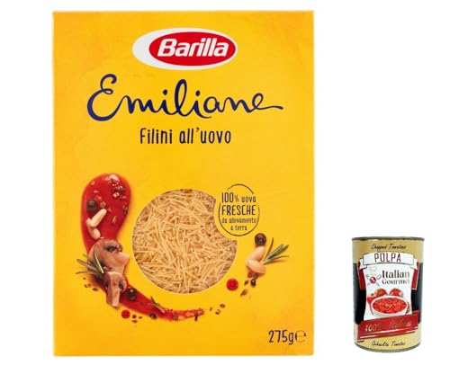 10x Barilla Pasta all' Uovo Le Emiliane Filini, Eiernudeln, Pasta mit Ei 275g + Italian Gourmet polpa 400g von Italian Gourmet E.R.
