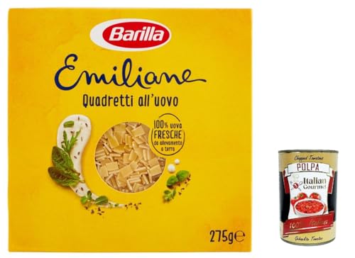 10x Barilla Pasta all' Uovo Le Emiliane Quadretti, Eiernudeln, Pasta mit Ei 275g + Italian Gourmet polpa 400g von Italian Gourmet E.R.