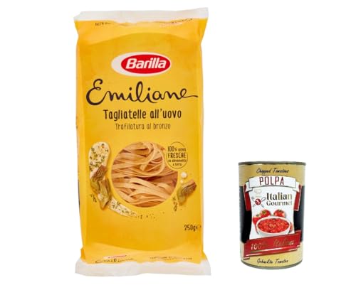 10x Barilla Pasta all' Uovo Le Emiliane Tagliatelle, Eiernudeln, Pasta mit Ei 250g + Italian Gourmet polpa 400g von Italian Gourmet E.R.