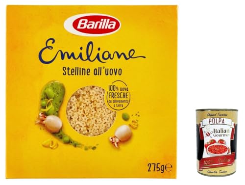 10x Barilla Pasta all' Uovo Le Emiliane stelline, Eiernudeln, Pasta mit Ei 275g + Italian Gourmet polpa 400g von Italian Gourmet E.R.