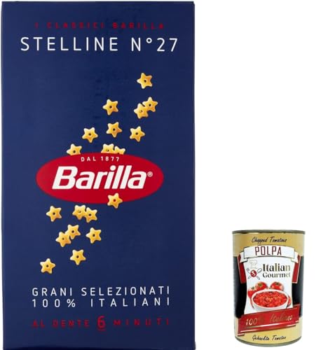 10x Barilla Stelline n° 27, Pasta 100% italienisch Nudeln aus Hartweizengrieß 500g Packung + Italian Gourmet Polpa di Pomodoro 400g Dose 10x Barilla Stelline n° 27, Pasta 100% italienisch Nudeln aus Hartweizengrieß 500g Packung + Italian Gourmet Polpa di Pomodoro 400g Dose von Italian Gourmet E.R.
