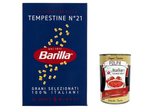 10x Barilla Tempestine n° 21, Pasta 100% italienisch Nudeln aus Hartweizengrieß 500g Packung + Italian Gourmet Polpa di Pomodoro 400g Dose von Italian Gourmet E.R.