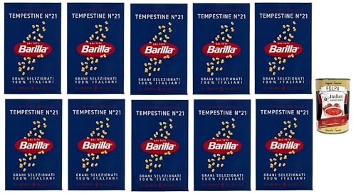 10x Barilla Tempestine n° 21, Pasta 100% italienisch Nudeln aus Hartweizengrieß 500g Packung + Italian Gourmet Polpa di Pomodoro 400g Dose von Italian Gourmet E.R.