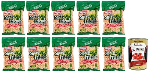 10x Cameo Snack Friends Misto Salato,Geröstete und Gesalzene Mischung aus Erdnüssen, Cashewnüssen, Haselnüssen und Mandeln,Vakuumverpackungen 250g + Italian Gourmet Polpa di Pomodoro 400g Dose von Italian Gourmet E.R.