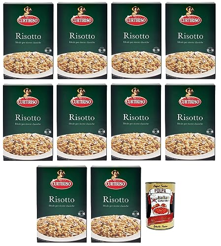 10x Curtiriso Riso Risotti,100% Italienischer Reis,Ideal für Risottos,16 Minuten,Packung mit 1Kg + Italian Gourmet Polpa di Pomodoro 400g Dose von Italian Gourmet E.R.