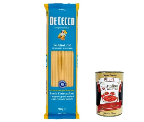10x De Cecco Pasta 100% Italian Fedelini n° 10 Noodles 500 g + Italian Gourmet Polpa 400 g von Italian Gourmet E.R.
