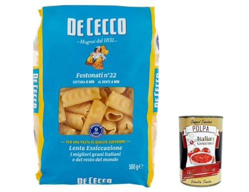 10x De Cecco Pasta 100% Italian Festonati n° 22 Noodles 500 g + Italian Gourmet Polpa 400 g von Italian Gourmet E.R.