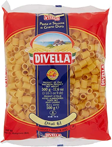 10x Divella Ditali N. 61 Hartweizengrieß Pasta Italienische Nudeln 500g Packung + Italian Gourmet Polpa di Pomodoro 400g Dose von Italian Gourmet E.R.