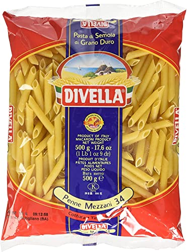 10x Divella Penne Mezzani N. 34 Hartweizengrieß Pasta Italienische Nudeln 500g Packung + Italian Gourmet Polpa di Pomodoro 400g Dose von Italian Gourmet E.R.