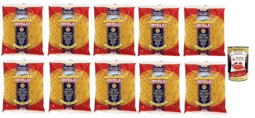 10x Divella Spaghetti Tagliati N. 69 Hartweizengrieß Pasta Italienische Nudeln 500g Packung + Italian Gourmet Polpa di Pomodoro 400g Dose von Italian Gourmet E.R.