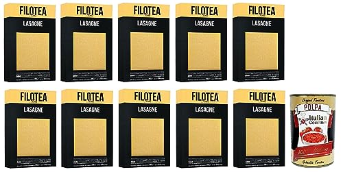 10x Filotea Lasagne Pasta all'Uovo,Eierlasagne,Eiernudeln aus italienischen Rohstoffen,Packung mit 250g + Italian Gourmet Polpa di Pomodoro 400g Dose 10x Filotea Lasagne Pasta all'Uovo,Eierlasagne,Eiernudeln aus italienischen Rohstoffen,Packung mit 250g + Italian Gourmet Polpa di Pomodoro 400g Dose von Italian Gourmet E.R.