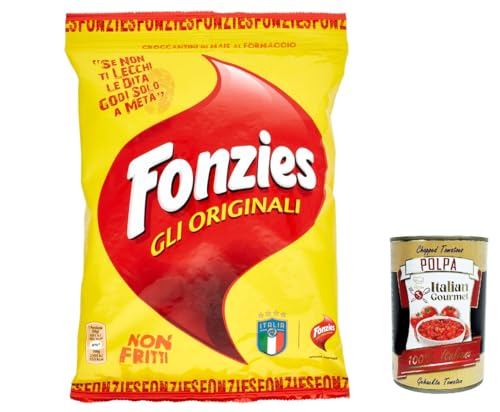 10x Fonzies Gli Originali Croccantini di Mais al Formaggio, Maissnack mit Käse, Klassic Käsechips chips mit mais italien snack 40g + Italian Gourmet polpa 400g von Italian Gourmet E.R.