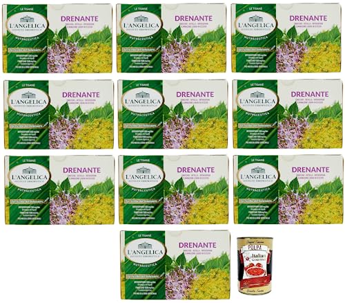 10x L' Angelica Tisana Drenante,Heiße Kräutertees,Zur Beseitigung überschüssiger Flüssigkeiten,Packung mit 20 Filtern + Italian Gourmet Polpa di Pomodoro 400g Dose 10x L' Angelica Tisana Drenante,Heiße Kräutertees,Zur Beseitigung überschüssiger Flüssigkeiten,Packung mit 20 Filtern + Italian Gourmet Polpa di Pomodoro 400g Dose von Italian Gourmet E.R.