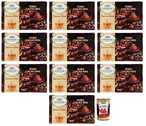 10x L' Angelica Tisana Puro Cacao Vitalità,Reiner Kakao-Kräutertee 95%,Packung mit 15 Filtern + Italian Gourmet Polpa di Pomodoro 400g Dose von Italian Gourmet E.R.