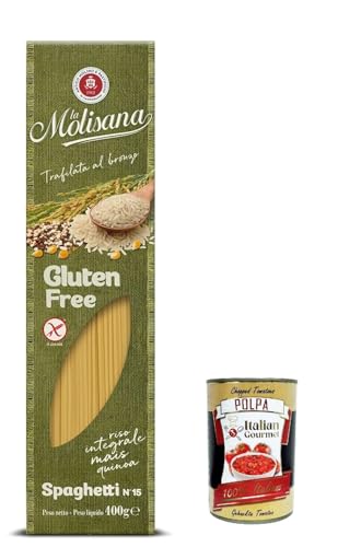 10x La Molisana, Spaghetti n. 15 Senza glutine, Gluten frei Pasta mit voller Reis, Mais und Quinoa, gluten free, 400 g + Italian Gourmet polpa 400g von Italian Gourmet E.R.