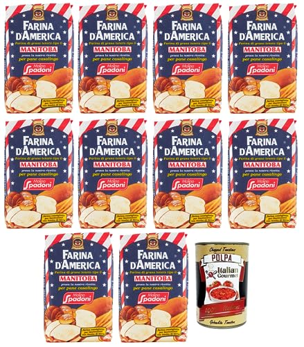 10x Molino Spadoni Farina Mehl Typ 0 vom amerikanischen Typ Manitoba,Ideal für Brot, Pizza, Focaccia, Kuchen, Kekse und Desserts,1Kg + Italian Gourmet Polpa di Pomodoro 400g Dose 10x Molino Spadoni Farina Mehl Typ 0 vom amerikanischen Typ Manitoba,Ideal für Brot, Pizza, Focaccia, Kuchen, Kekse und Desserts,1Kg + Italian Gourmet Polpa di Pomodoro 400g Dose von Italian Gourmet E.R.