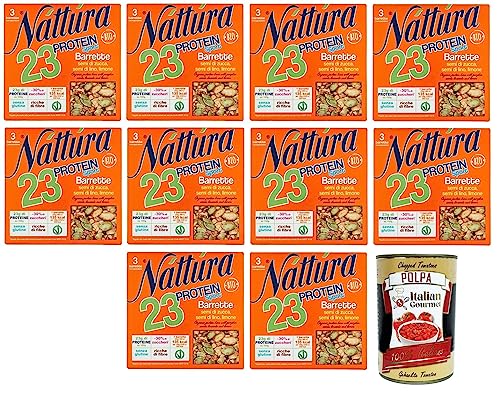 10x Náttúra Protein Sport Proteinriegel Bio-Kürbiskerne, Leinsamen, Zitrone,Packung mit 75g,jede Packung enthält 3 Riegel à 25g + Italian Gourmet Polpa di Pomodoro 400g Dose 10x Náttúra Protein Sport Proteinriegel Bio-Kürbiskerne, Leinsamen, Zitrone,Packung mit 75g,jede Packung enthält 3 Riegel à 25g + Italian Gourmet Polpa di Pomodoro 400g Dose von Italian Gourmet E.R.