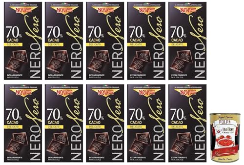 10x Novi Nero Delicato Extra Dunkle Schokolade,70% Zarter Kakao,75g + Italian Gourmet Polpa di Pomodoro 400g Dose von Italian Gourmet E.R.