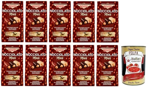 10x Novi Nocciolato Minis,Gianduja-Schokolade, extra dunkle Schokolade und weiße Schokolade mit zwei ganzen Haselnüssen,130g Beutel + Italian Gourmet Polpa di Pomodoro 400g Dose von Italian Gourmet E.R.