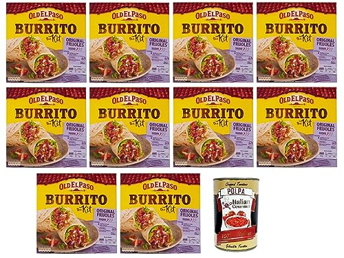 10x Old El Paso Burrito The Kit Original Frijoles,Mexikanische Spezialitäten,510-g-Packung + Italian Gourmet Polpa di Pomodoro 400g Dose 10x Old El Paso Burrito The Kit Original Frijoles,Mexikanische Spezialitäten,510-g-Packung + Italian Gourmet Polpa di Pomodoro 400g Dose von Italian Gourmet E.R.