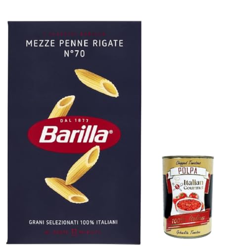 10x Pasta Barilla Mezze Penne Rigate nr. 70, 100% italienisch Nudeln 500 g pack + Italian Gourmet polpa 400g von Italian Gourmet E.R.