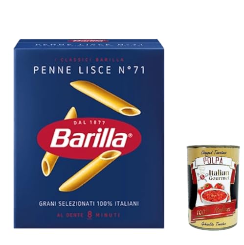 10x Pasta Barilla Penne lisce Nr. 71, 100% italienisch Nudeln 500 g pack + Italian Gourmet polpa 400g von Italian Gourmet E.R.