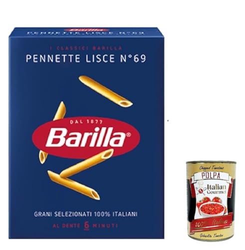 10x Pasta Barilla Pennette Lisce Nr. 69, 100% italienisch Nudeln 500 g pack + Italian Gourmet polpa 400g von Italian Gourmet E.R.